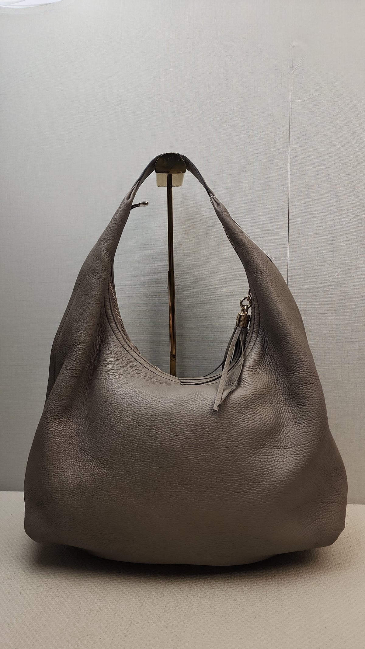 Gucci Taupe Calfskin Interlocking Soho Hobo Bag