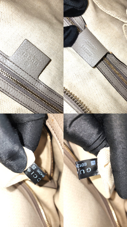 Gucci Taupe Calfskin Interlocking Soho Hobo Bag
