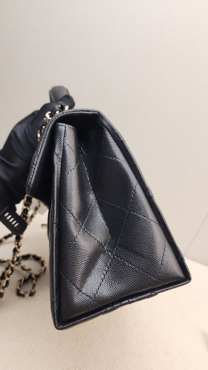 Chanel Black Caviar 24P Retrofit Medium Kelly Bag (LGHW)