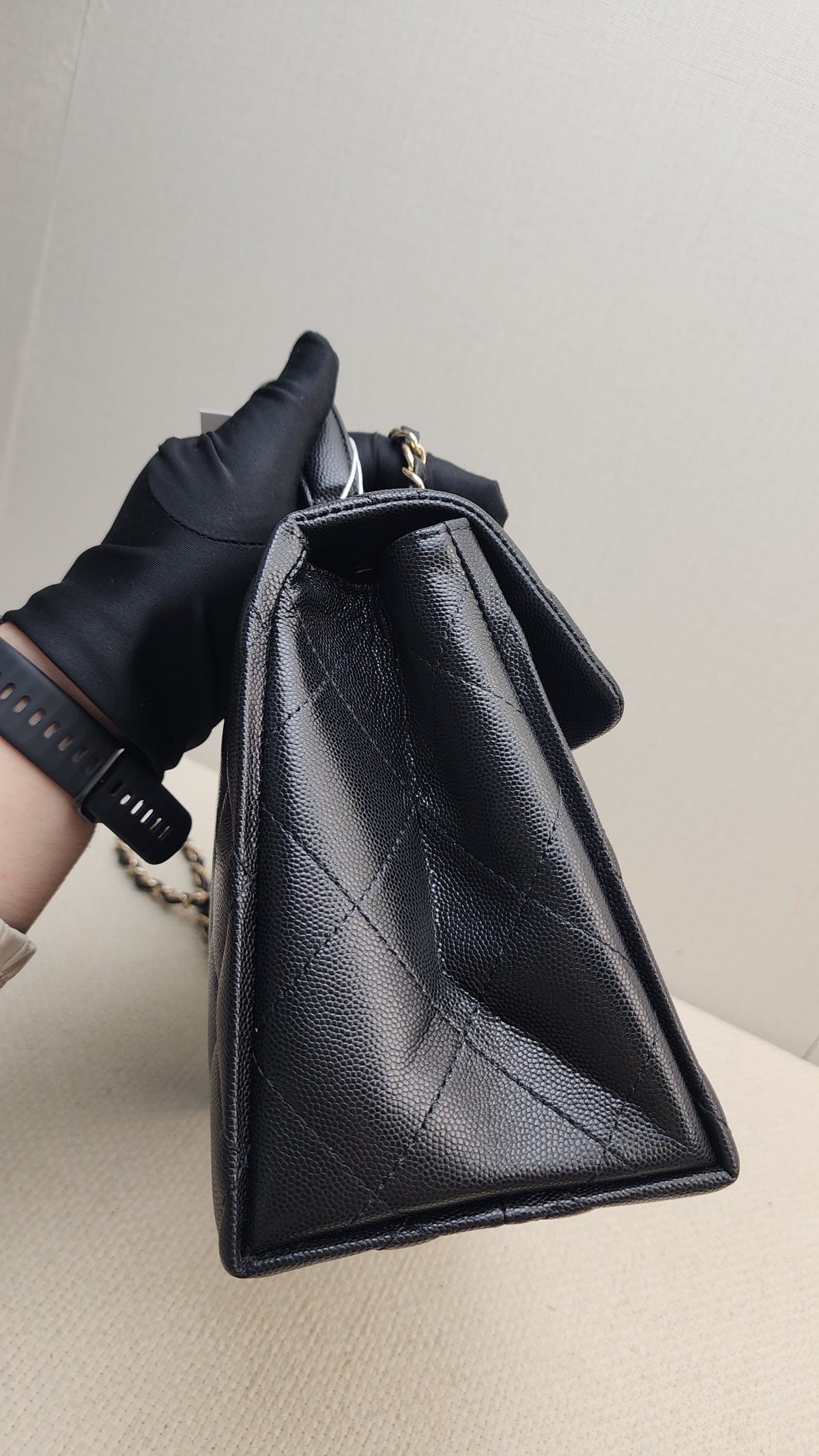 Chanel Black Caviar 24P Retrofit Medium Kelly Bag (LGHW)
