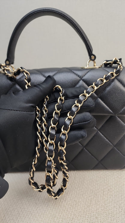 Chanel Black Caviar 24P Retrofit Medium Kelly Bag (LGHW)