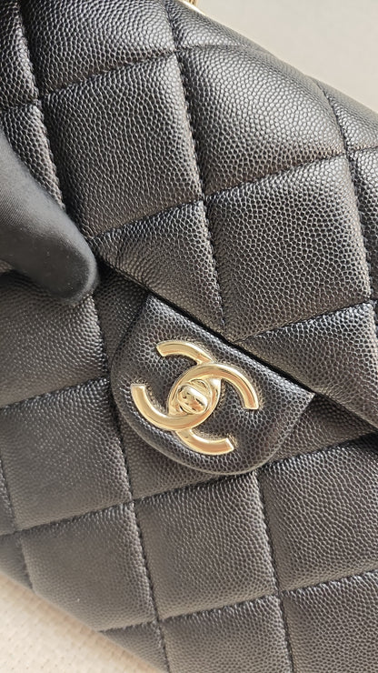 Chanel Black Caviar 24P Retrofit Medium Kelly Bag (LGHW)