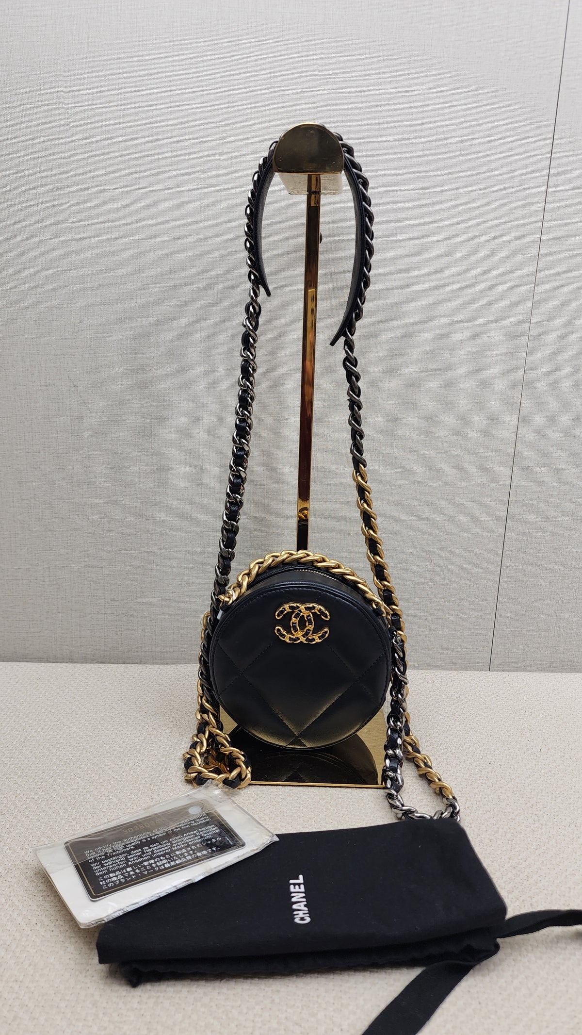 Chanel Black Lambskin Round 19 Bag