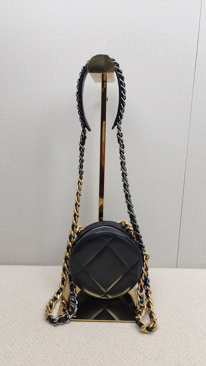 Chanel Black Lambskin Round 19 Bag