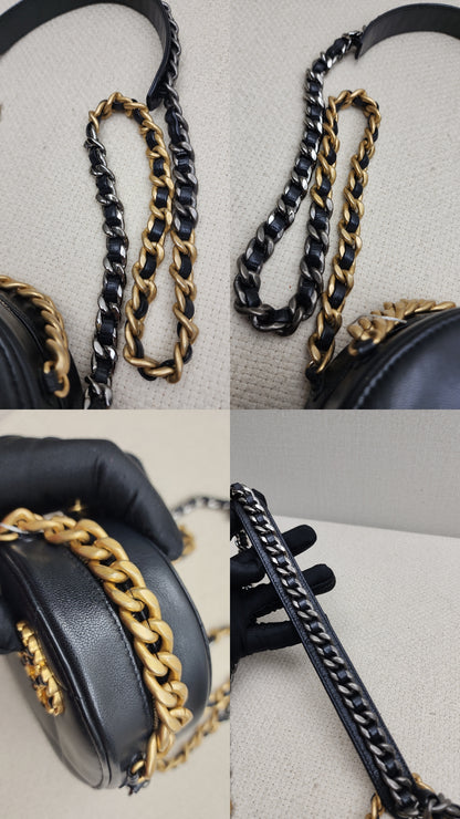 Chanel Black Lambskin Round 19 Bag
