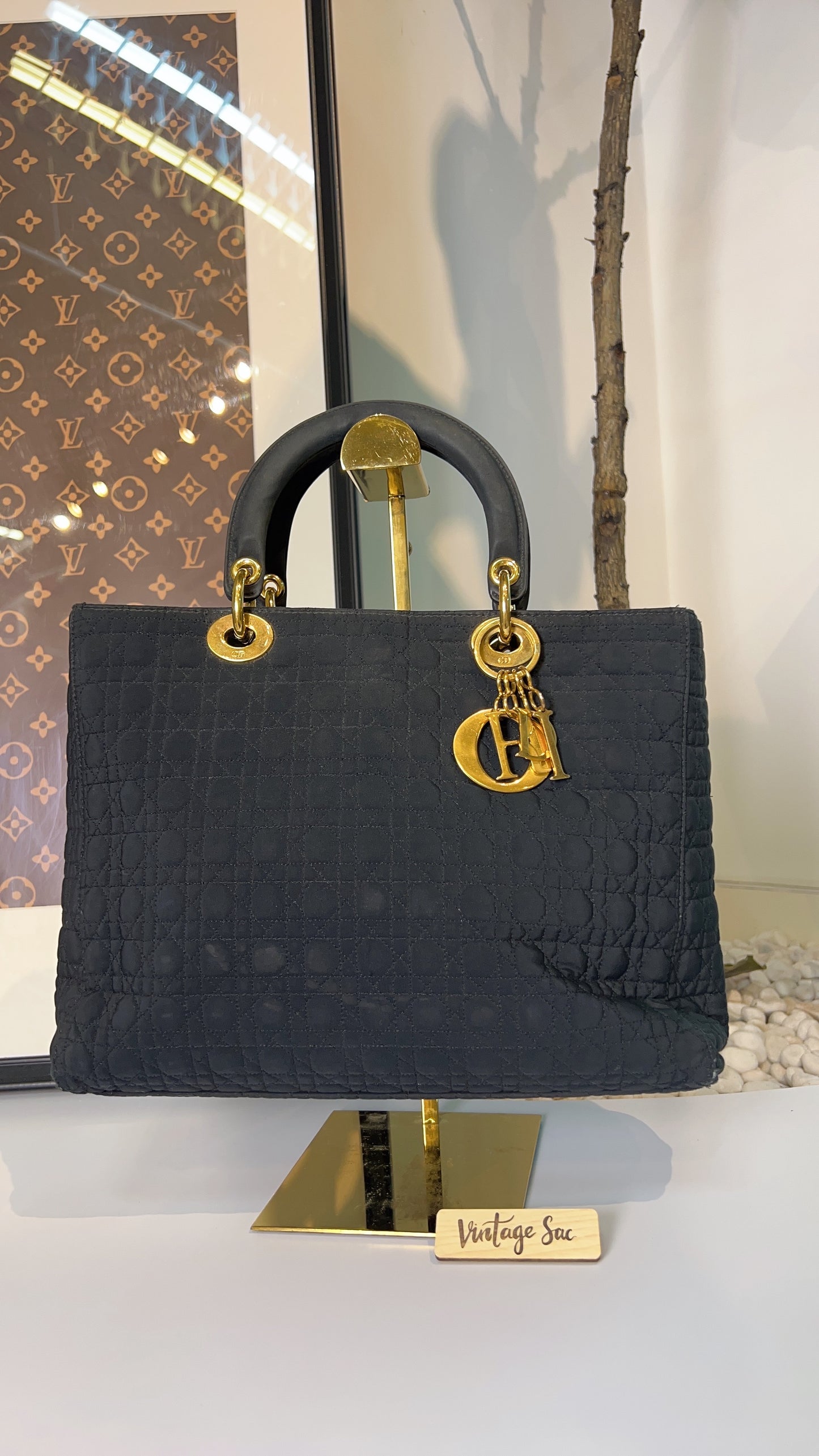 Dior Black Canvas Vintage Lady Dior