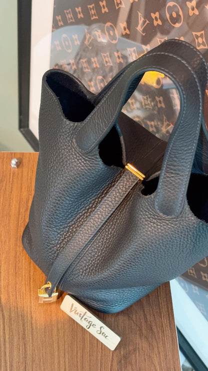 Hermes Bleu Nuit Picotin 18 (GHW)