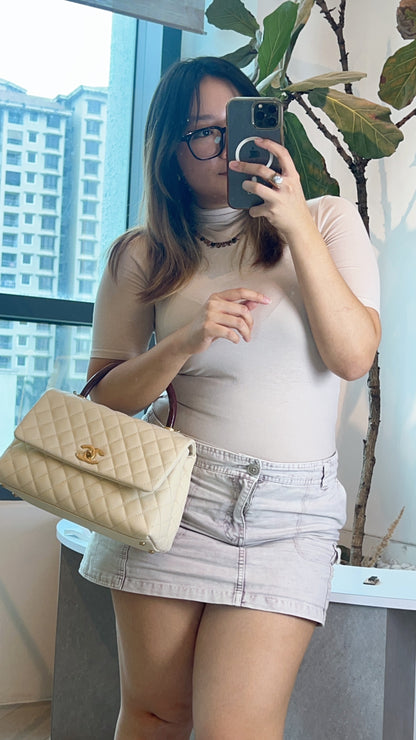 Chanel Ivory Medium Caviar Coco Handle GHW