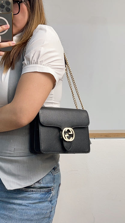 Gucci Black Interlocking Chain Bag GHW