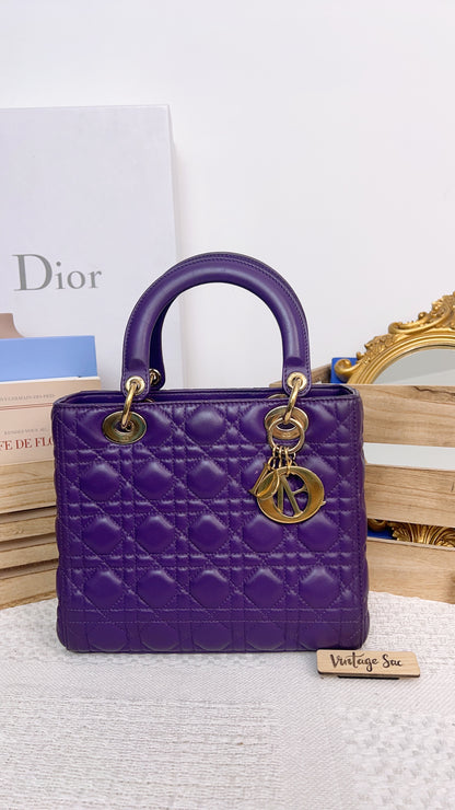 Dior Purple Lambskin Medium Lady Dior