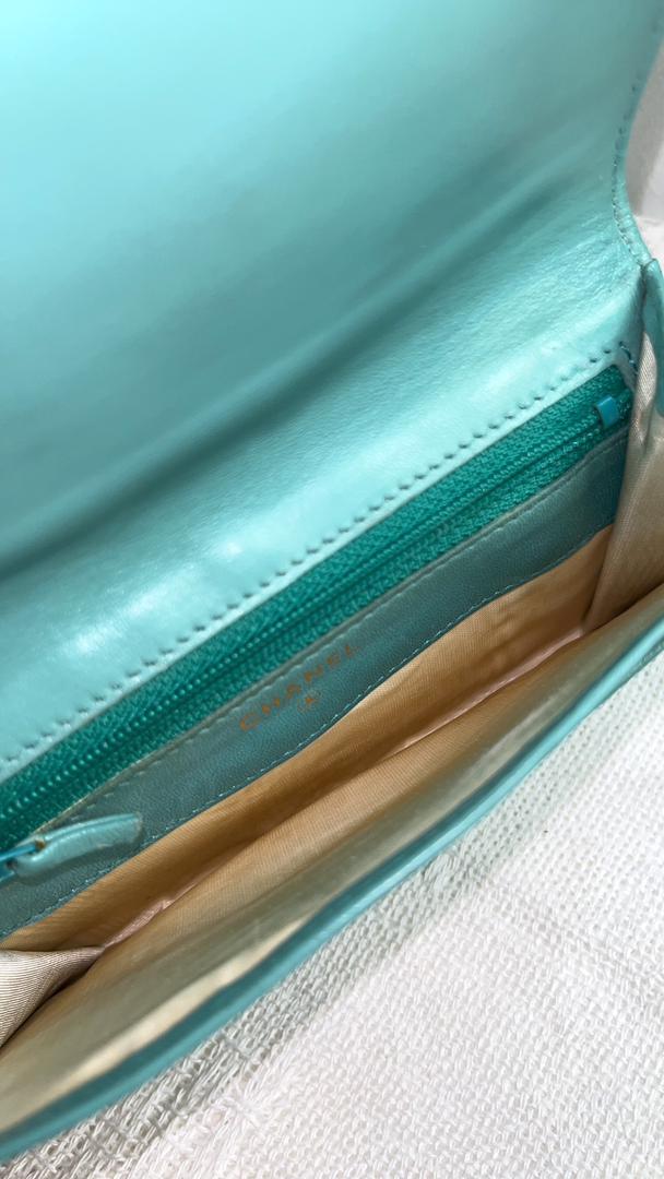 Chanel Green Caviar Vintage Small Flap Wallet