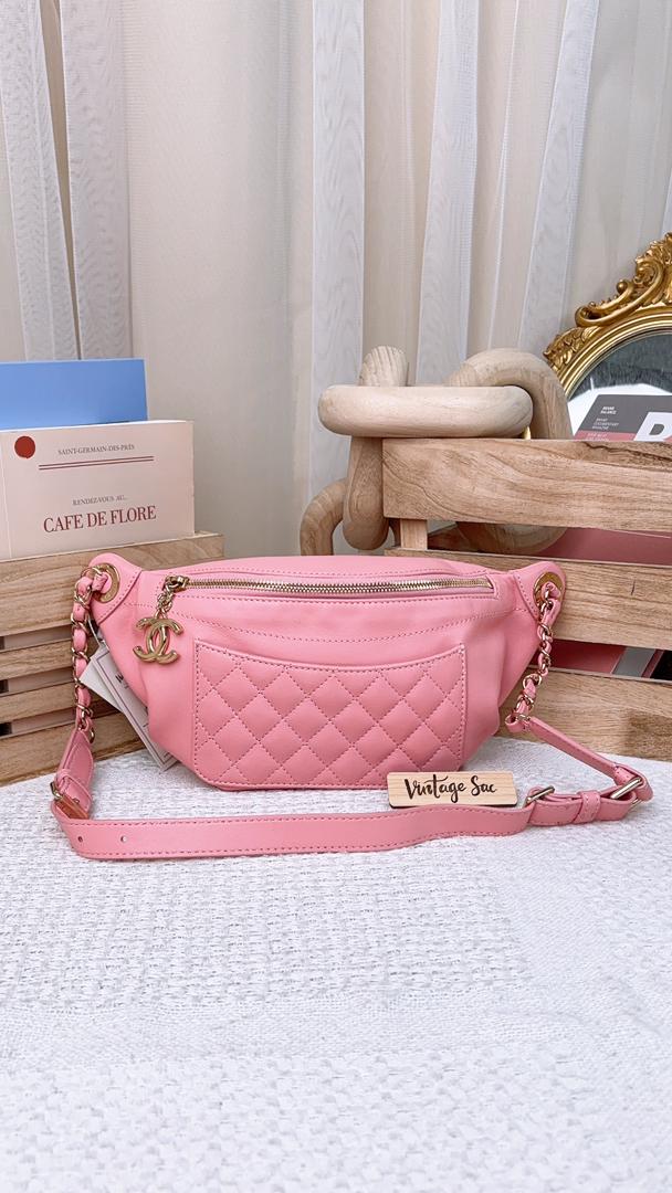 Chanel Pink Lambskin Pocket Quilted Bumbag (LGHW)