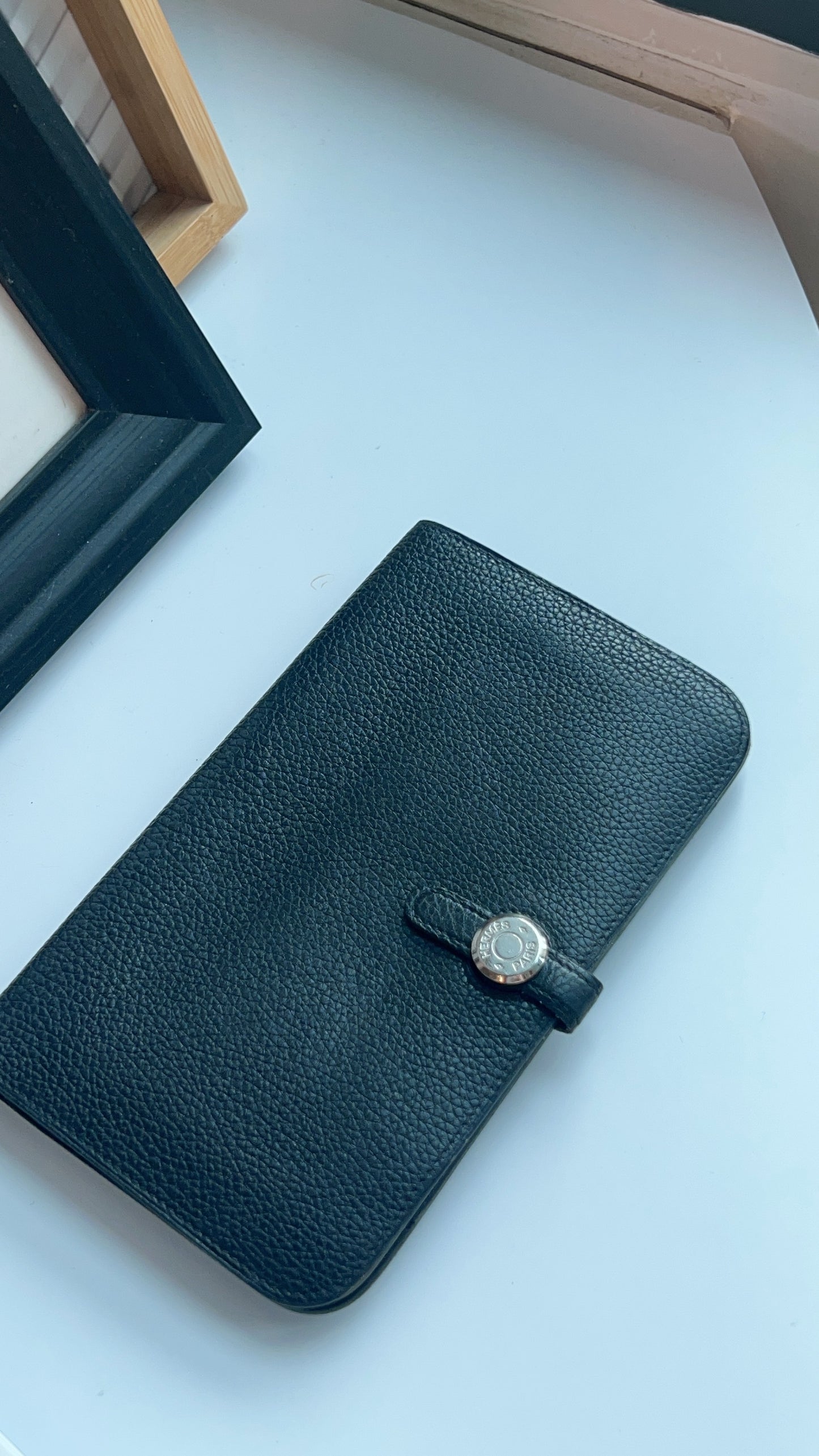 Hermes Noir Dogon Duo Wallet PHW