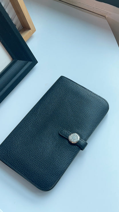 Hermes Noir Dogon Duo Wallet PHW