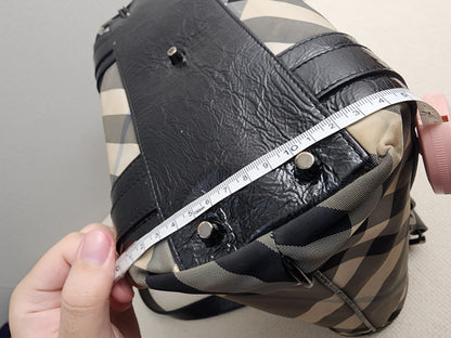 Burberry Black Nylon Beat Check Victoria Tote
