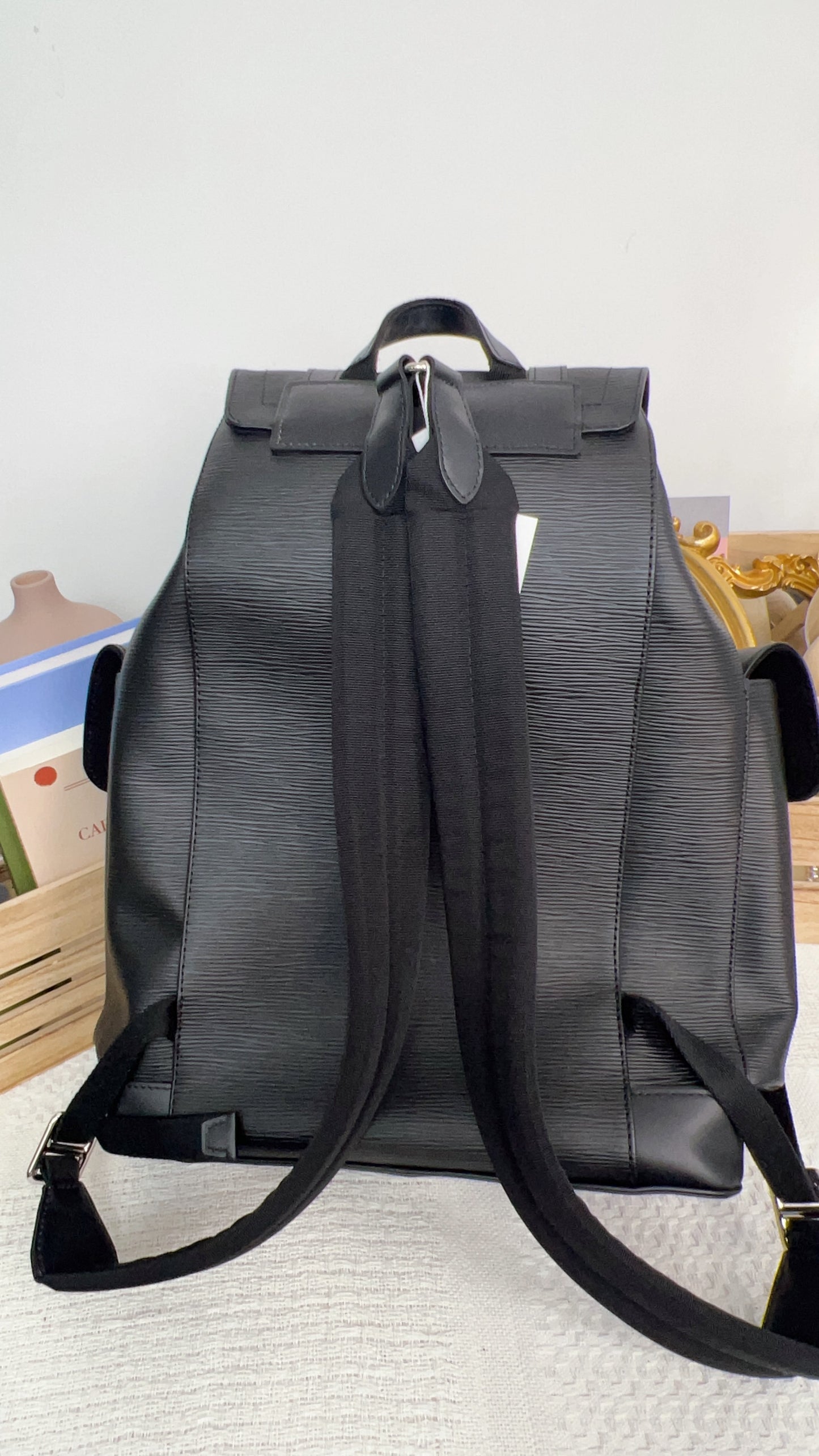 LV Black Epi Christopher Backpack MM