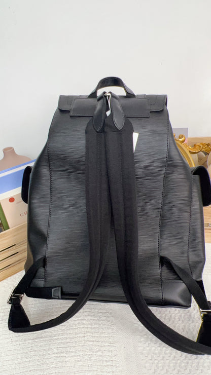 LV Black Epi Christopher Backpack MM
