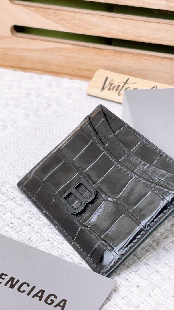 Balenciaga Croc Embossed Calfskin Hourglass Card Case