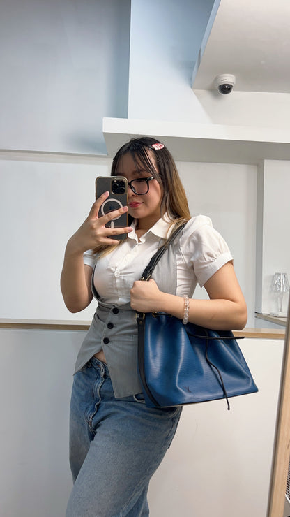 Louis Vuitton Blue and Black Epi Petit Noe Bucket Bag