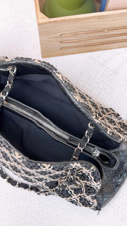 Chanel Black Glazed Calfskin Mademoiselle Bowling Bag (SHW)