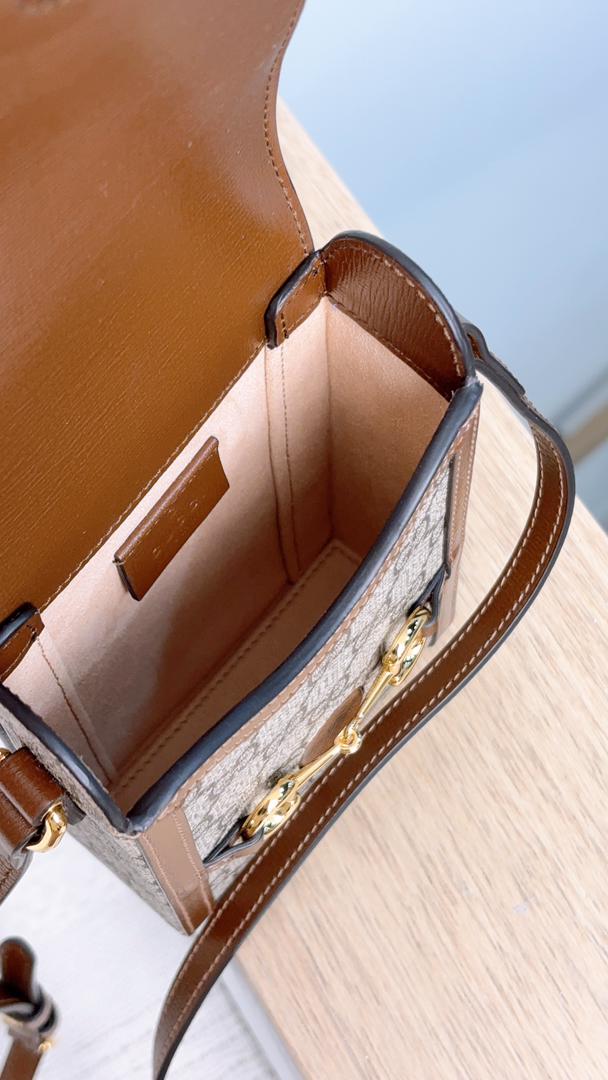 Gucci Brown Supreme Vertical Horsebit 1955 Bag
