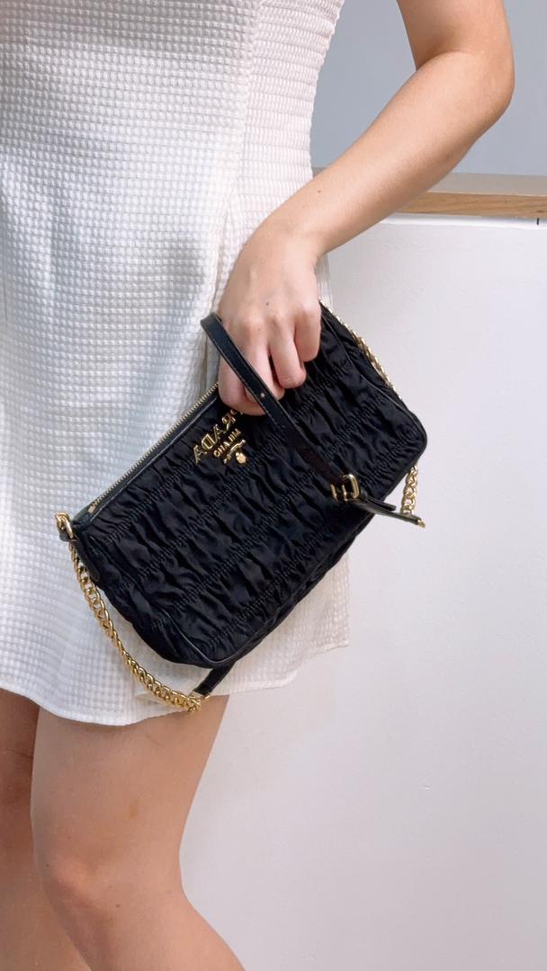 Prada Black Tessuto Gaufre Crossbody Bag