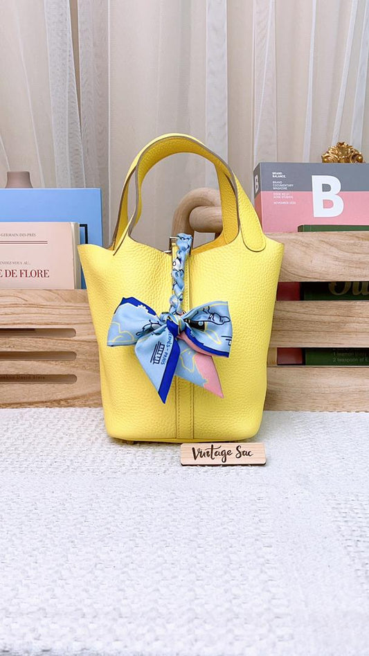 Hermes Lime Yellow Picotin 18 (Phw)