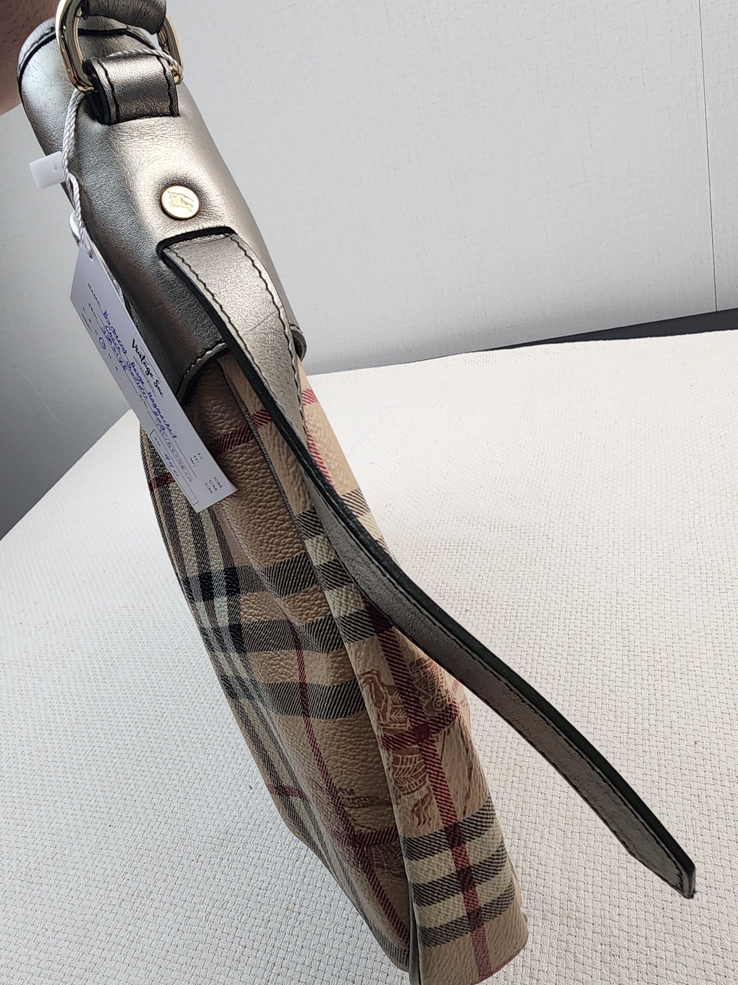 Burberry Beige Haymarket Check Shoulder Bag