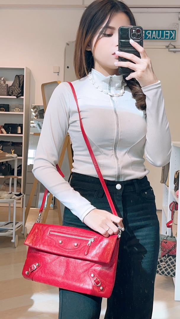 Balenciaga Red Envelope Clutch in Strap