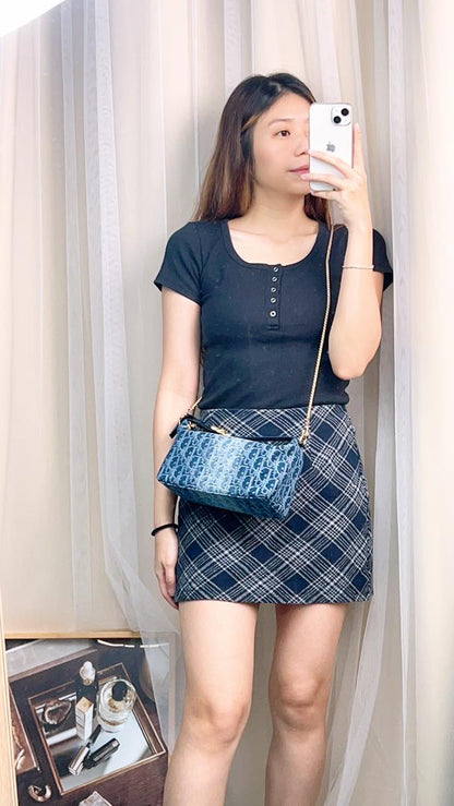 Medium D.iorTravel Nomad Pouch Blue Denim D-ior Oblique Jacquard