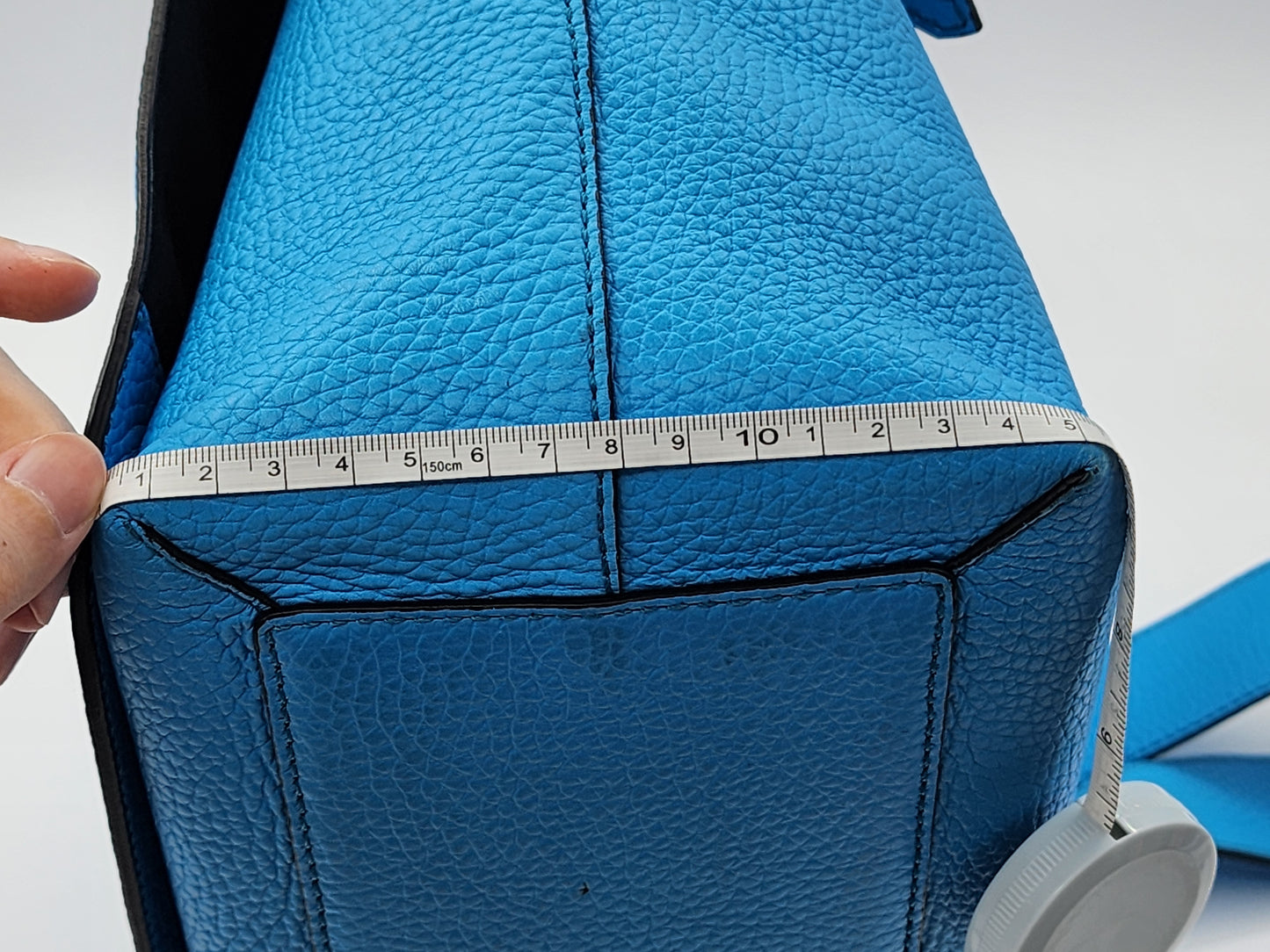 Burberry Blue Grain Calfskin Large Burleigh Messenger Bag