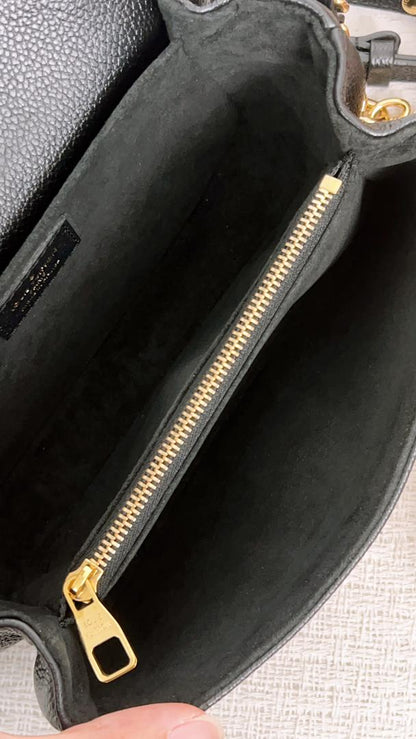 LV Black Monogram Empreinte Pochette Metis East West