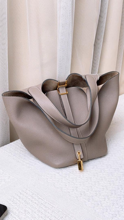 Hermes Gris Asphalte Picotin 18 (GHW)