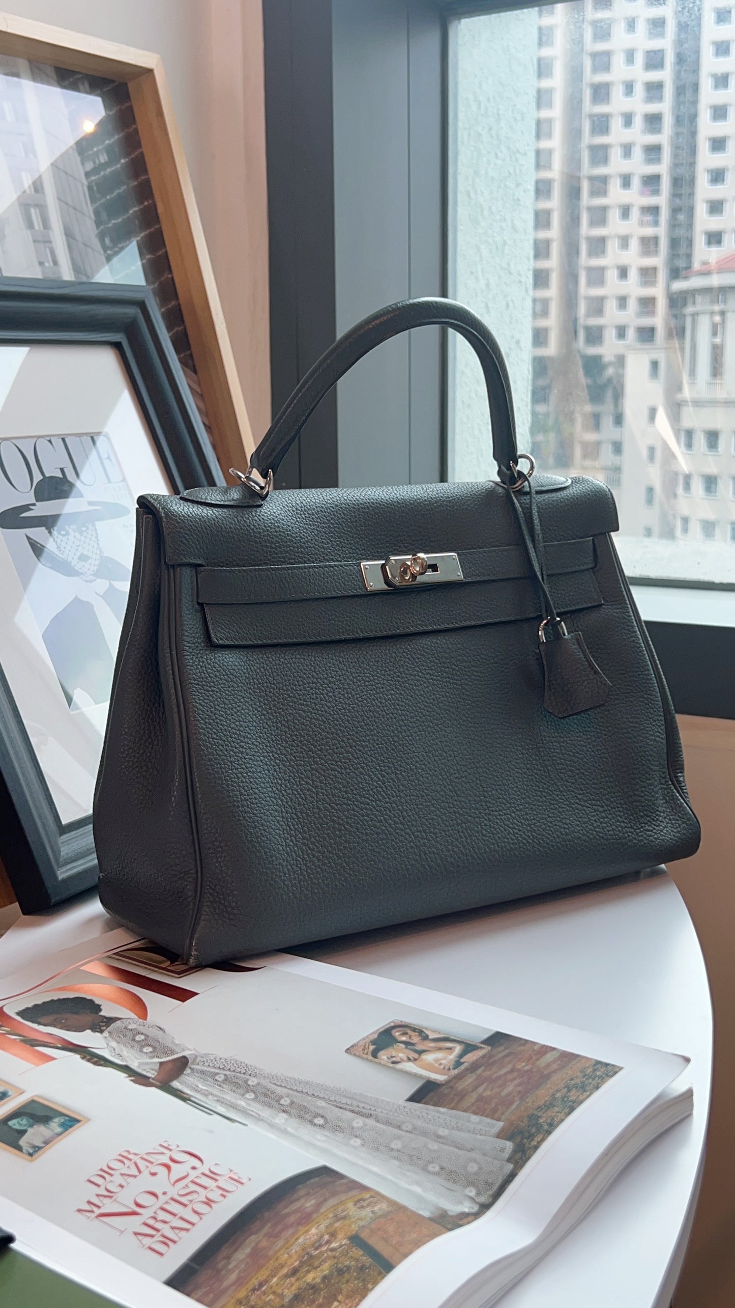 Hermes Bleu Orage Kelly 32 PHW