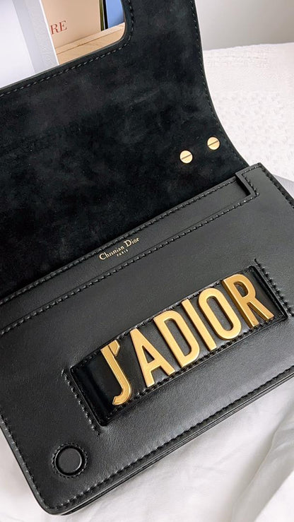 Dior Black Calfskin Jadior Medium Shoulder Bag GHW