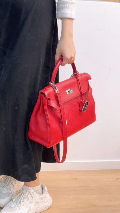 Hermes Rouge Vif Kelly 32 (PHW)