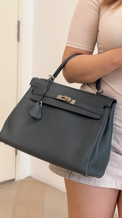 Hermes Bleu Orage Kelly 32 PHW