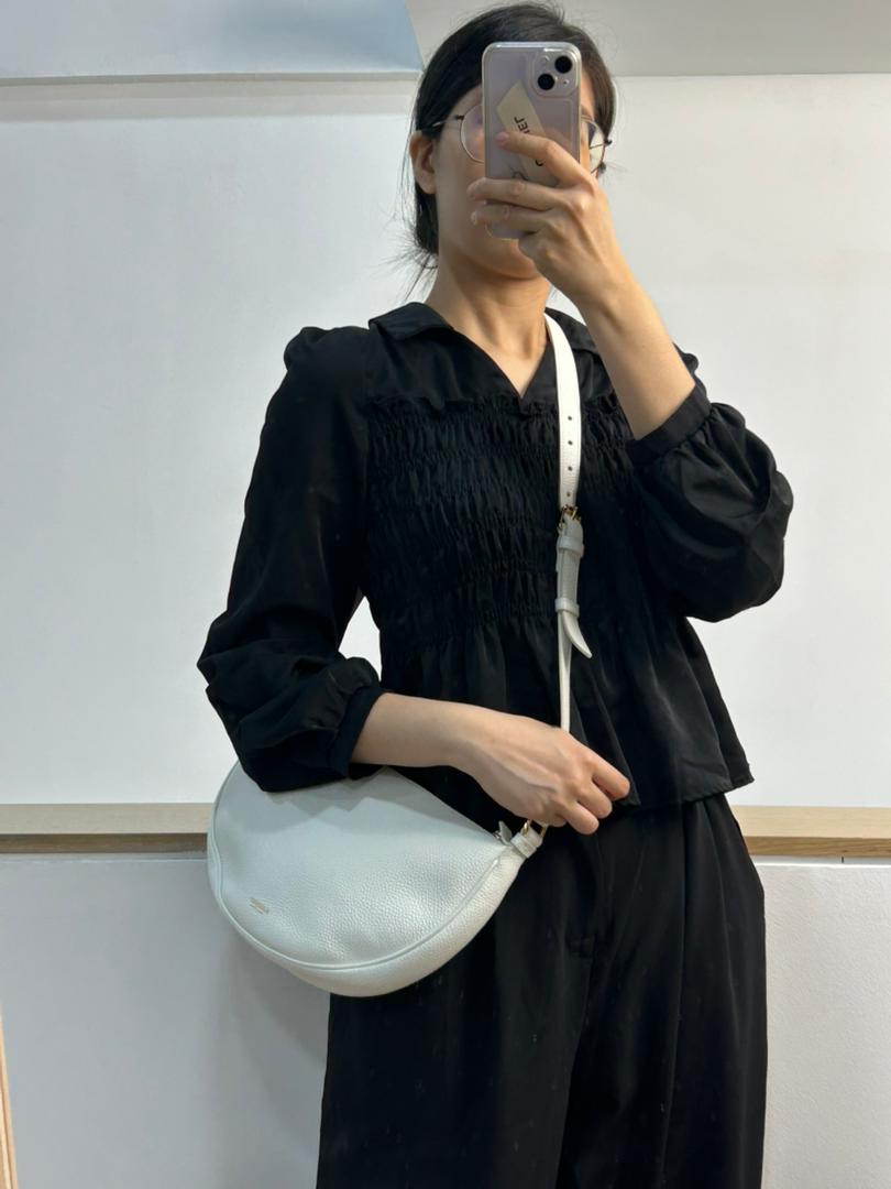 Burberry White Halfmoon Leather Sling Bag