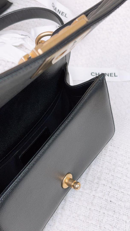 Chanel Black Caviar Small Boy (GHW)