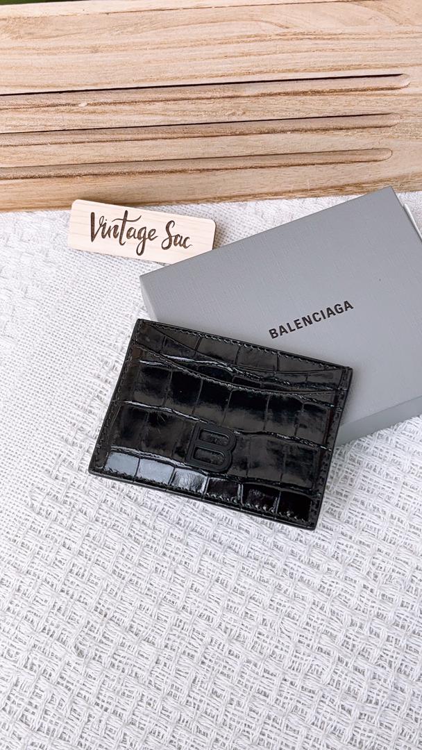 Balenciaga Croc Embossed Calfskin Hourglass Card Case