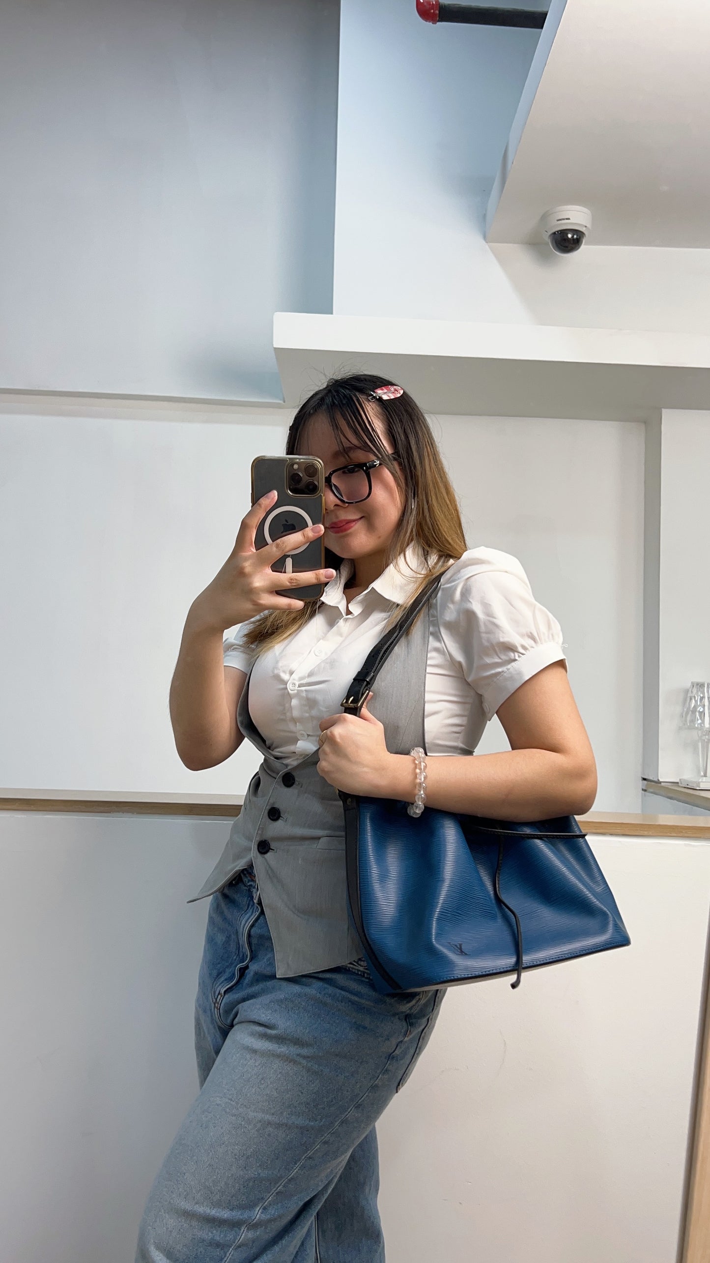 Louis Vuitton Blue and Black Epi Petit Noe Bucket Bag