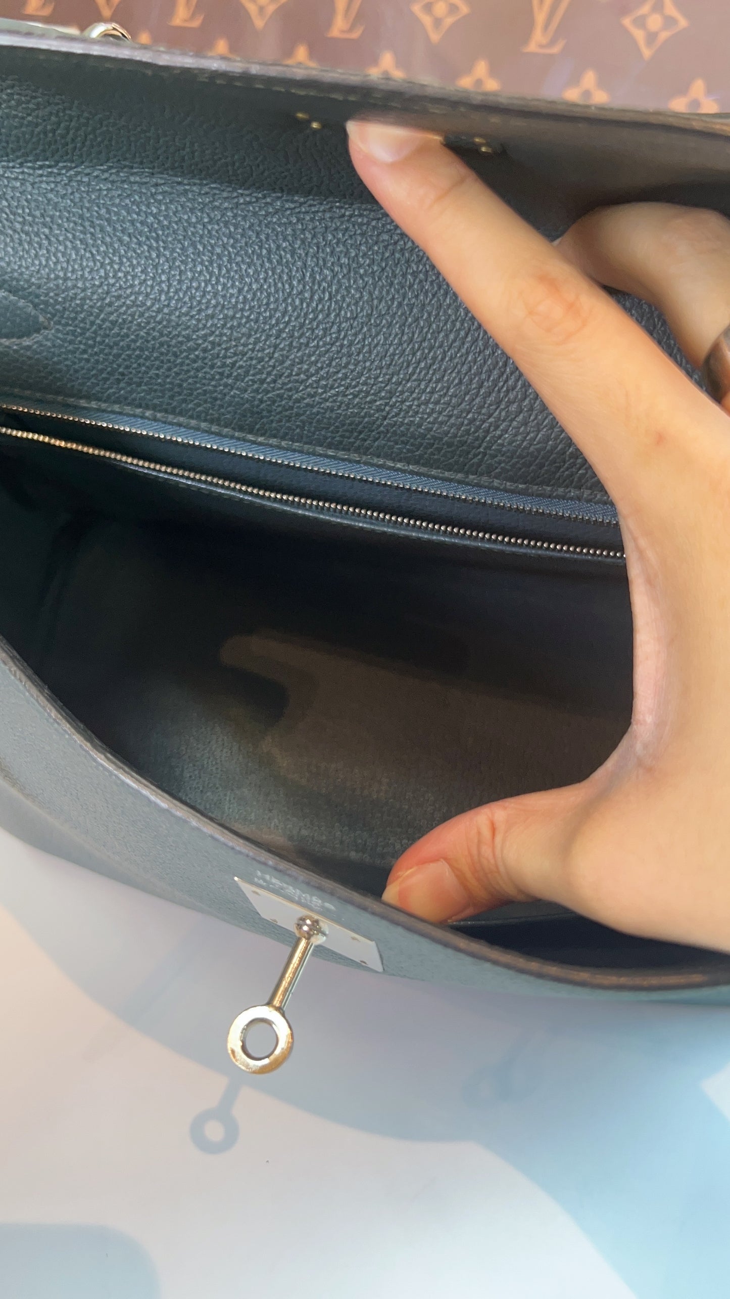 Hermes Bleu Orage Kelly 32 PHW