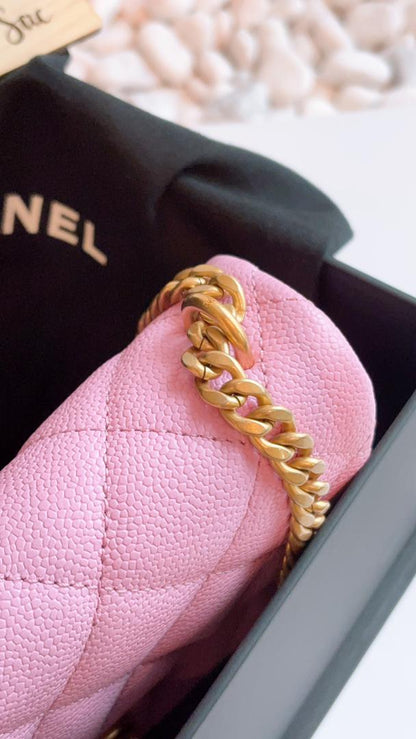 Chanel Pink Caviar 23P Mini Rectangular Heart Crush Flap Bag (GHW)