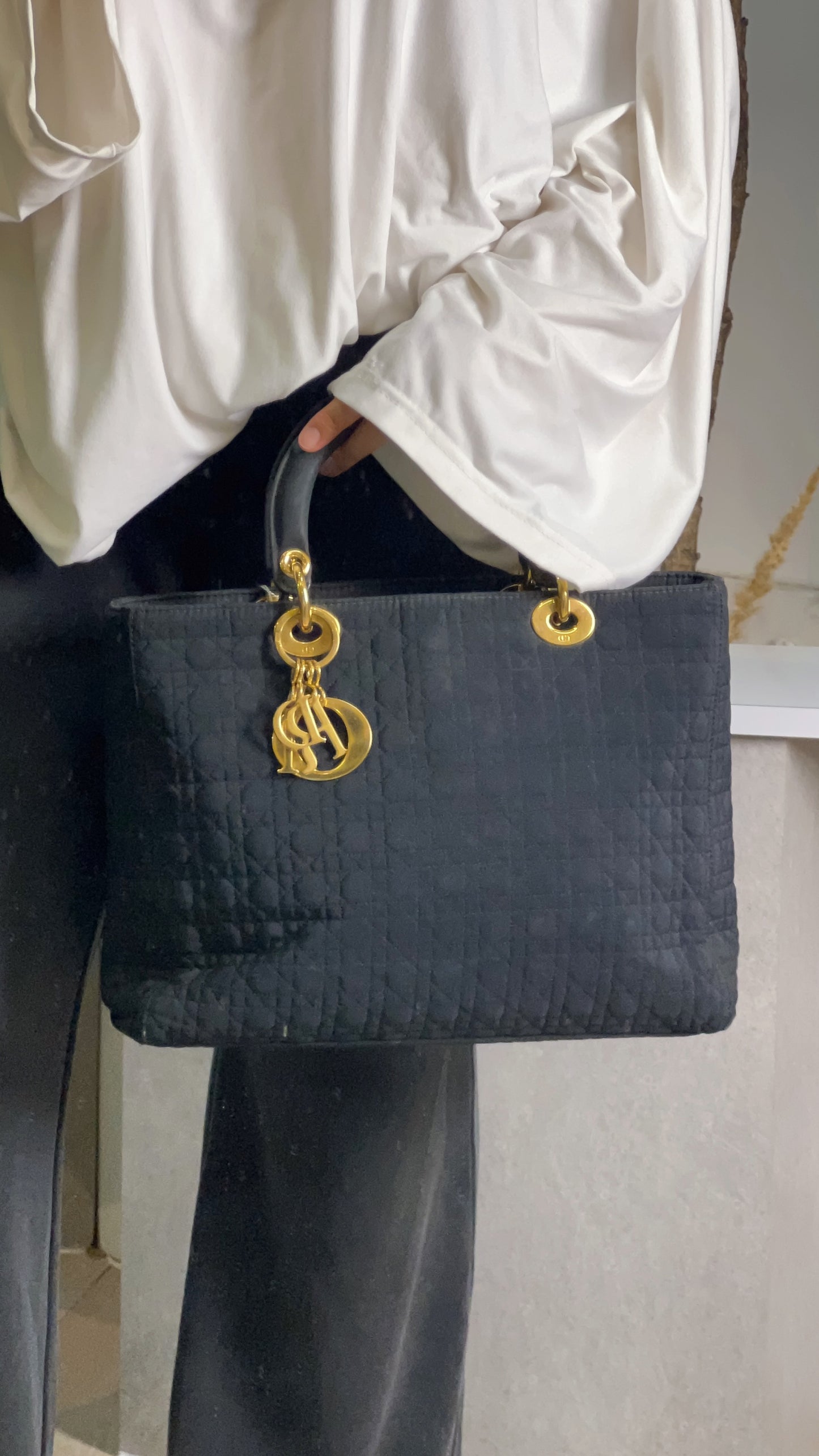 Dior Black Canvas Vintage Lady Dior