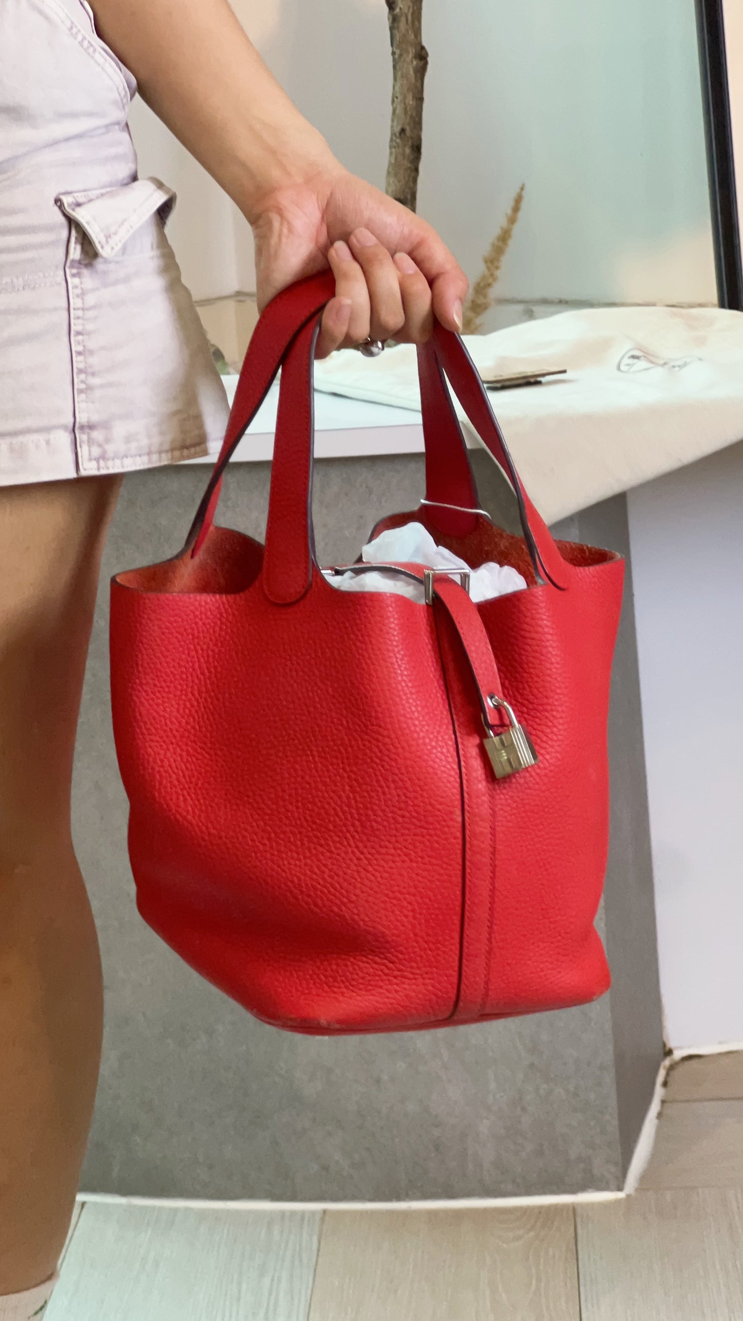 Hermes Picotin 22 in Red Clemence