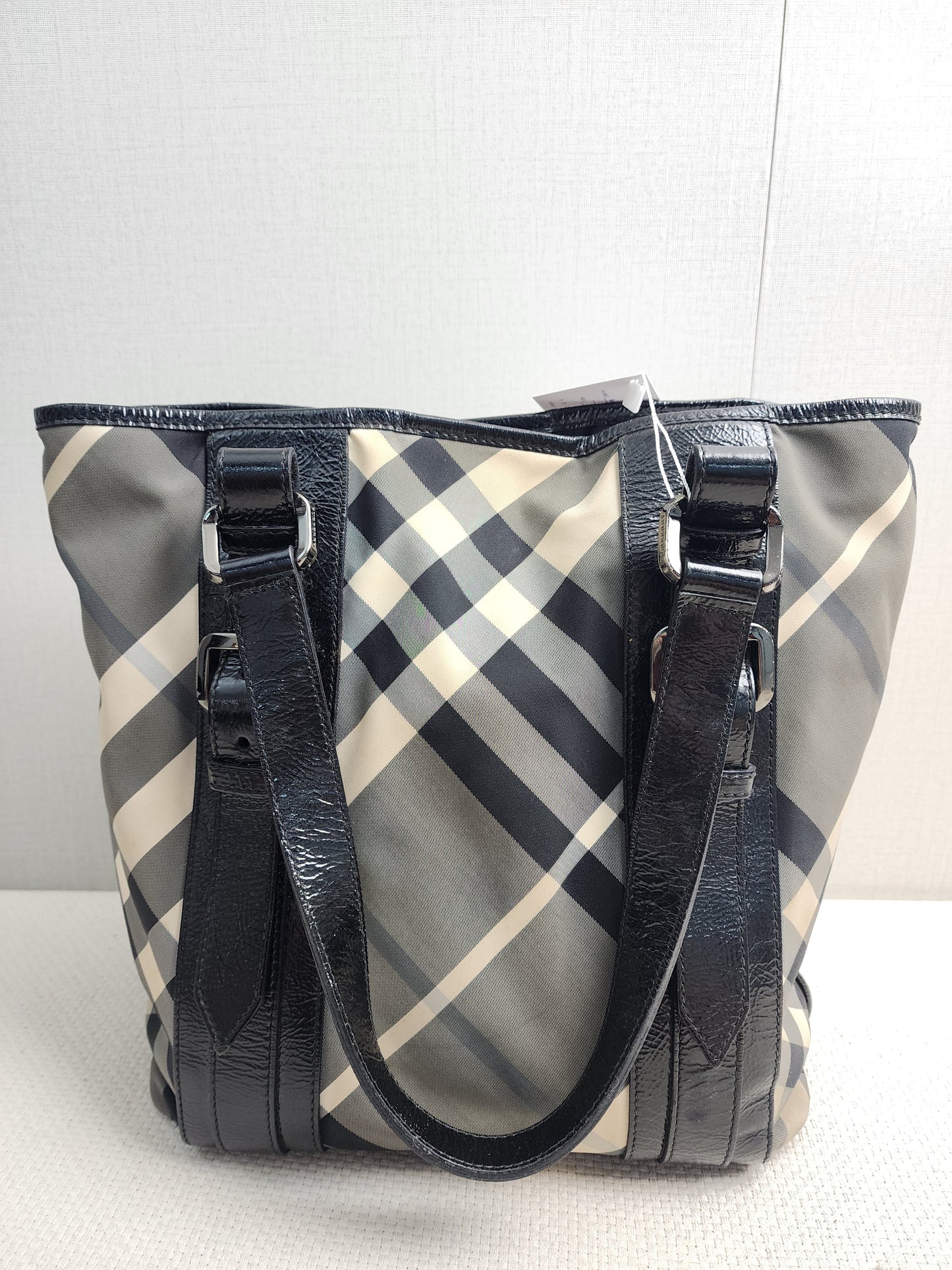 Burberry Black Nylon Beat Check Victoria Tote