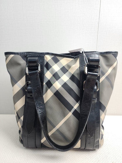 Burberry Black Nylon Beat Check Victoria Tote