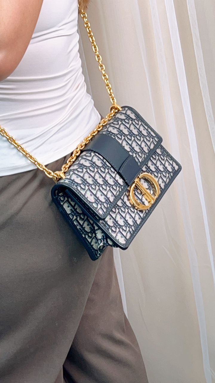 Dior Blue Montaigne East West Chain Bag (GHW)