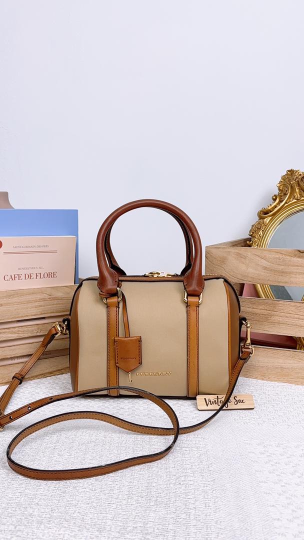 Burberry Brown Canvas Alchester Boston Bag