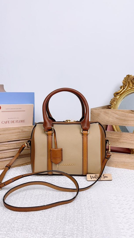 Burberry Brown Canvas Alchester Boston Bag